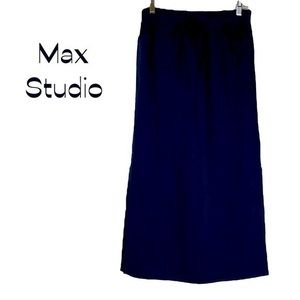 Max Studio Midnight Blue 100% Linen Minimalist Maxi Skirt NWOT
